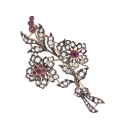 Gold and silver, ruby and diamond brooch, early 20th century