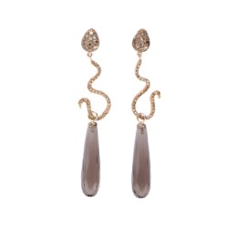 Gold, topaz and fancy diamond pendant earrings