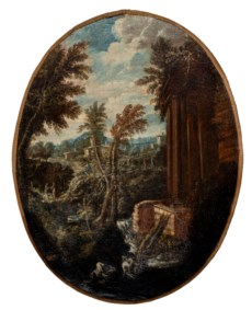 Scuola italiana del secolo XVIII - Paesaggi con figure