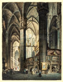 Lombard school of the XIX century, circle of Giovanni Migliara - Interioir of Milan cathedral