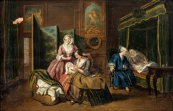 English school of the XIX century - Domestic scene with nurtures