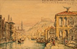 School of early XX century - View of Verona with the ancient Ponte Nuovo