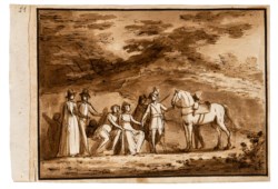 Giuseppe Bossi (1777 - 1815) (attr. a) - Paesaggio con figure e cavaliere