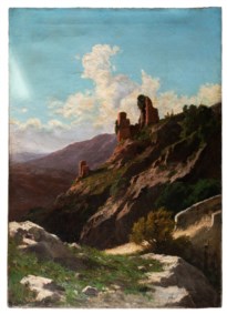 School of the XIX century - Mountain landscape with ruins