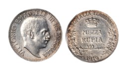 SOMALIA ITALIANA - VITTORIO EMANUELE III (1909-1925) - Mezza rupia 1919