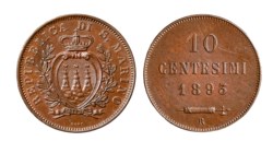 SAN MARINO - Vecchia monetazione (1864-1938) - 10 centesimi 1893
