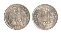 CILE - 1 peso 1890/80, Santhiago