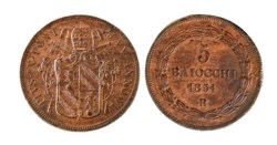PIO IX (1846-1870) - 5 baiocchi 1851, anno VI, Roma