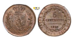 CARLO FELICE (1821-1831) - 5 centesimi 1826, Torino (L)