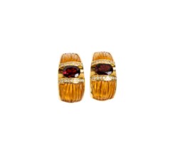 18kt yellow gold earrings with topazes and diamonds for ct. tot. 0,21<br>Weight gr. 18,1<br>Dimensions cm 2,5