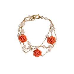 18kt gold bracelet with pearls and coral