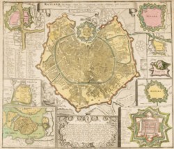 Johann Baptista Homann (1664 - 1724) - Pianta di Milano e di altre città lombarde e piemontesi