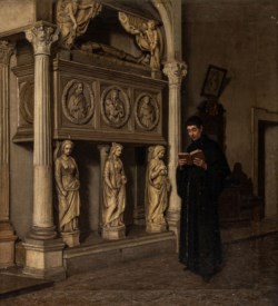 Domenico Pesenti (1843 - 1918) - Interno con il monumento a Diego I Cavaniglia, nella chiesa di San Francesco a Folloni presso Montella