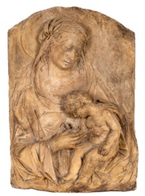 Alceo Dossena (1878 - 1937) - Madonna col Bambino e cardellino