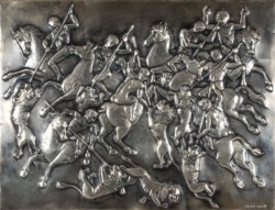 Attilio Nani (1901 - 1959) - Coppia di bassorilievi: Caccia al leone e Ultima cena