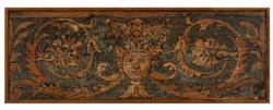 Pittore lombardo del secolo XVI - Coppia di lattole da soffitto decorate a racemi e mascheroni