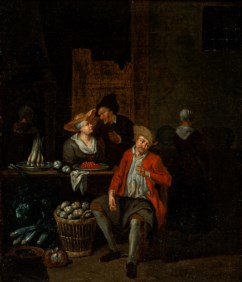 Scuola fiamminga del secolo XVII - Scena d'interno con personaggi