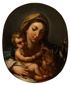 Scuola italiana del secolo XVIII - Madonna col Bambino e San Giovannino