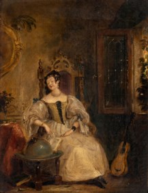 Scuola inglese del secolo XIX - Ritratto di nobile dama in interno