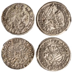 AUSTRIA e BOEMIA - LEOPOLDO I (1657-1705) - lotto 2 monete da 3 Kreuzer