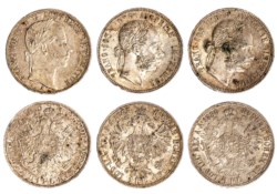 AUSTRIA - FRANCESCO GIUSEPPE (1848-1916), lotto 3 monete da 1 Fiorino (1860, 1876 e 1880)