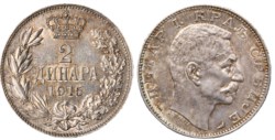SERBIA - PIETRO I (1903-1921) - 2 dinara 1915