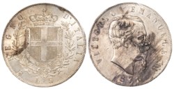 VITTORIO EMANUELE II (1861-1878) - 5 lire 1876, Roma