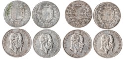 VITTORIO EMANUELE II (1861-1878) - Lotto 4 monete da 5 lire (1872 M, 1873 M, 1874 M, 1875 M)