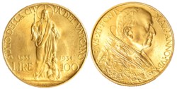 CITTA' DEL VATICANO - PIO XI (1929-1938) - 100 lire Giubileo 1933-1934 (I tipo)