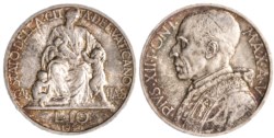 CITTA' DEL VATICANO - PIO XII (1939-1958) - 10 lire 1943 (II tipo)