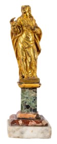Statuetta in bronzo dorato montata su base in marmo