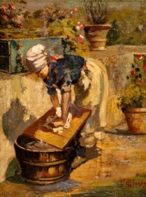 Pittore degli inizi del secolo XX - Giovane lavandaia