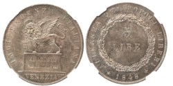 VENEZIA - GOVERNO PROVVISORIO DI VENEZIA (1848-1849) - 5 lire 1848 (II° tipo)