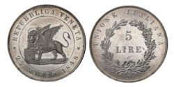 VENEZIA - GOVERNO PROVVISORIO DI VENEZIA (1848-1849) - 5 lire 1848 (I° tipo)