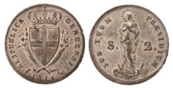 GENOVA- REPUBBLICA GENOVESE (1814) - 2 soldi 1814