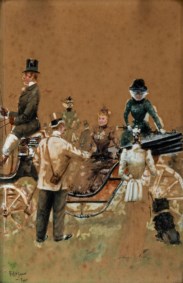 Felix Jansen (Parigi, seconda metà del XIX secolo) - Passaggio della carrozza nelle vie di Parigi