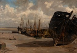 Carlo Nogaro (Asti, 1837 - Choisy-au-Bac, 1931) - Barche sulla spiaggia