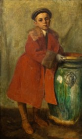 Pietro Dodero (Genova, 30 ottobre 1881 - 16 febbraio 1967) - Ritratto di fanciullo con cappotto rosso