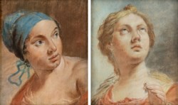 Scuola veneziana del XVIII secolo - Coppia di ritratti di fanciulle