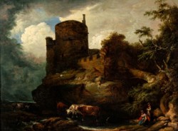 Scuola fiamminga del XVII secolo - Paesaggio con castello