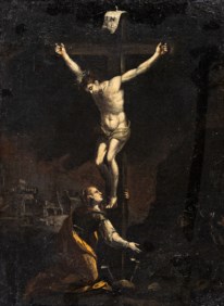 Scuola napoletana del XVII secolo - Maddalena ai piedi della croce