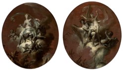 Attr. Ignaz Stern (Mauerkirchen, 17 gennaio 1679 - Roma, 28 maggio 1748) - Coppia di ovali a soggetto mitologico
