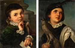 Scuola veneta del XVIII secolo - Coppia di ritratti di fanciulli
