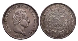 CARLO FELICE (1821-1831) - 5 lire 1829, Genova
