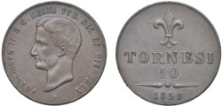 NAPOLI - FRANCESCO II (1859-1860) - 10 tornesi 1859, Roma