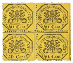 Antichi Stati Italiani - Stato pontificio - 1868 - Quartina del 40 cent (29b + 29n cat.1750++)
