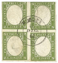 Antichi Stati Italiani - Sardegna - 1861 - Quartina del 5 cent (13Bc cat.16000)