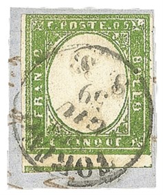 Antichi Stati Italiani - Sardegna - 1859 - 5 cent (13Be - stampa difettosa)