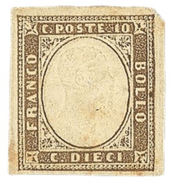Antichi Stati Italiani - Sardegna - 1858 - 10 cent (14a cat.4750)
