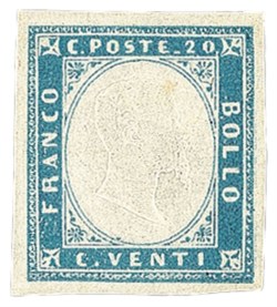 Antichi Stati Italiani - Sardegna - 1855 - 20 cent (15f)